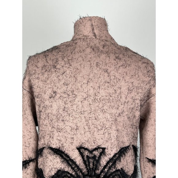 Renuar Womans Open Front Cardigan Duster Blush Black Scroll Print size Small - Picture 10 of 13